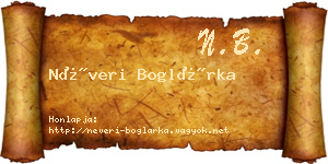 Néveri Boglárka névjegykártya